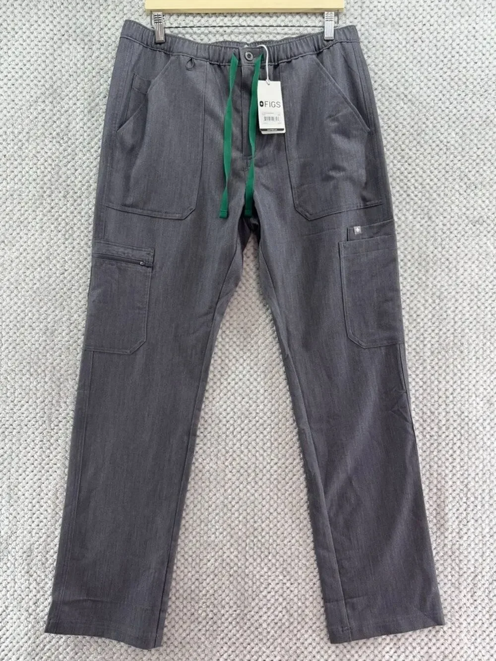 FIGS Pants Men L Gray Cairo Cargo Scrub Elastic Waist Technical Collection New